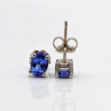 Calla | Natural Tanzanite Stud Earrings, AAA Oval 7x5mm, Solid 14K Gold Studs, Genuine Tanzanite Earrings, Yellow White Rose Gold, Gift for Her