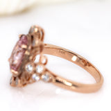 Michelle 14K Rose Gold Cor De Rosa Morganite and Diamond Ring | OV 10x8mm