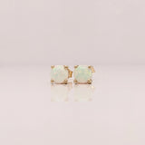 Four Prong Round Opal Stud Earrings | Solitaire Studs