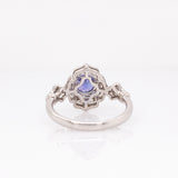 Junia Solid 14k White Gold Tanzanite Ring with Natural Diamond Accents | 5mm