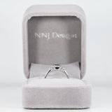 14K white gold blue spinel ring with diamond accents