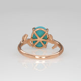 2.1ct Sonoran Turquoise Ring with Natural Diamond Accents in Solid 14K Gold – Elegant 10x8mm Statement Gemstone Ring