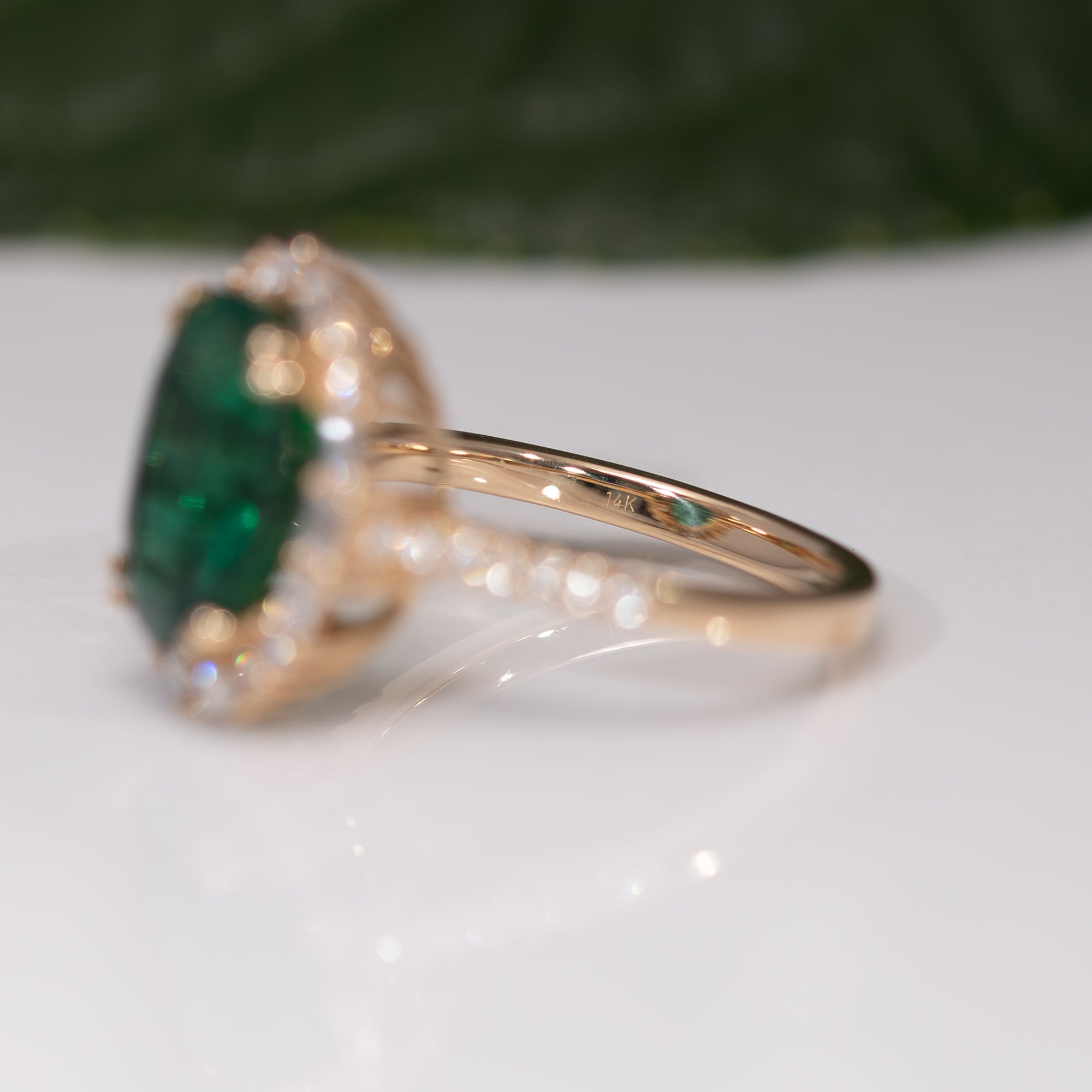 14K yellow gold emerald ring