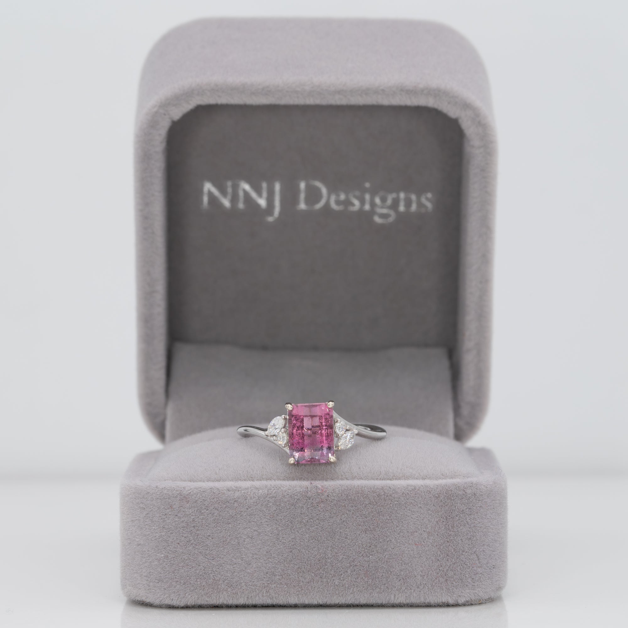 14K white gold bi-color tourmaline ring