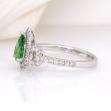 Ivy 14K White Gold Tsavorite Garnet and Natural Diamonds Ring | PE 8x6mm