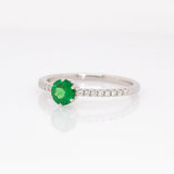 Mahika Solid 14k White Gold Tsavorite Garnet Ring with Natural Diamonds Accents | Round 5mm