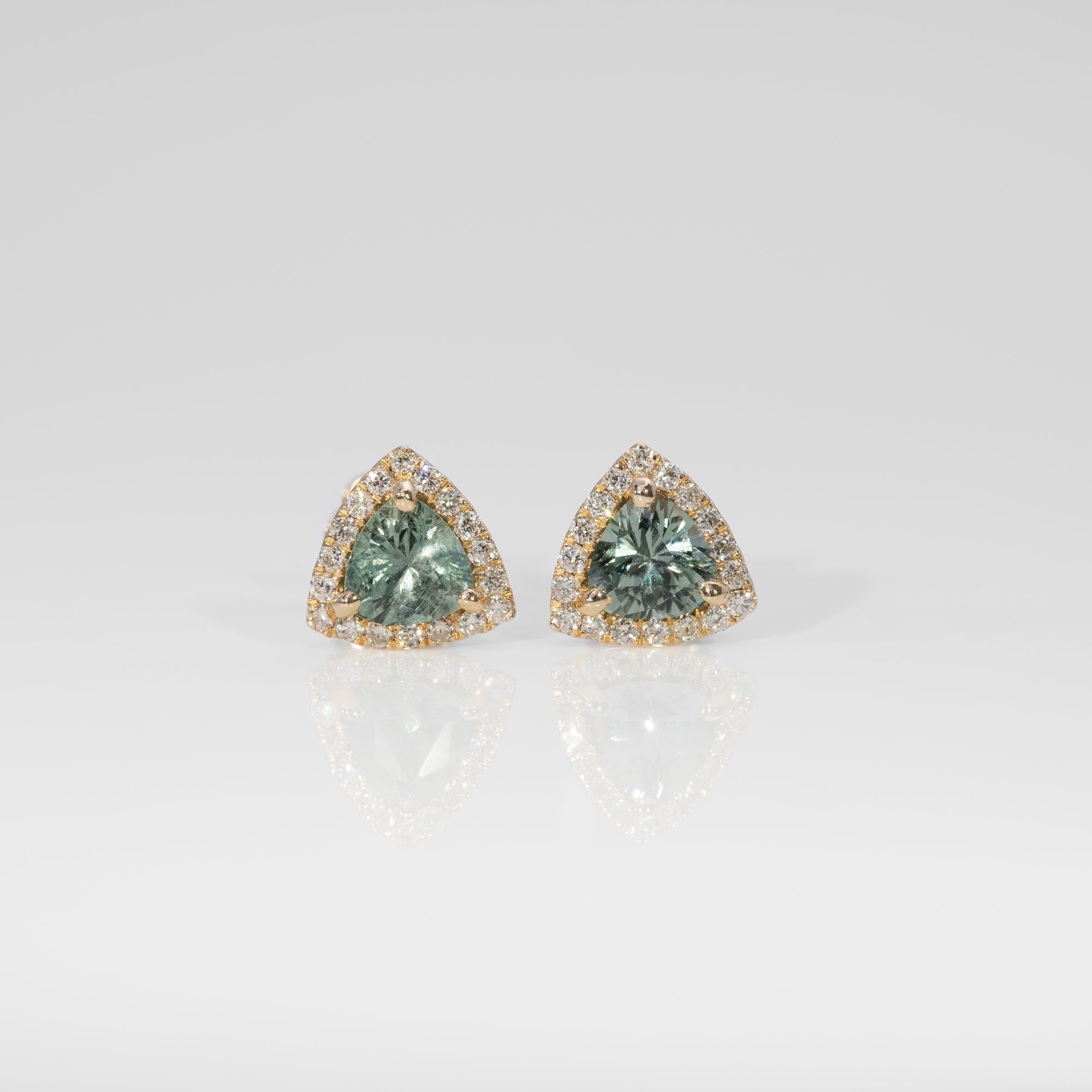 14K yellow gold montana sapphire earrings