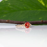 14K yellow gold padparadscha sapphire ring with diamonds