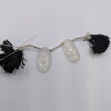 Natural Untreated Rainbow Moonstone | Drilled Matching Pair | Oval Shape- Side Drilled Beautiful Gemstones | 21x11mm