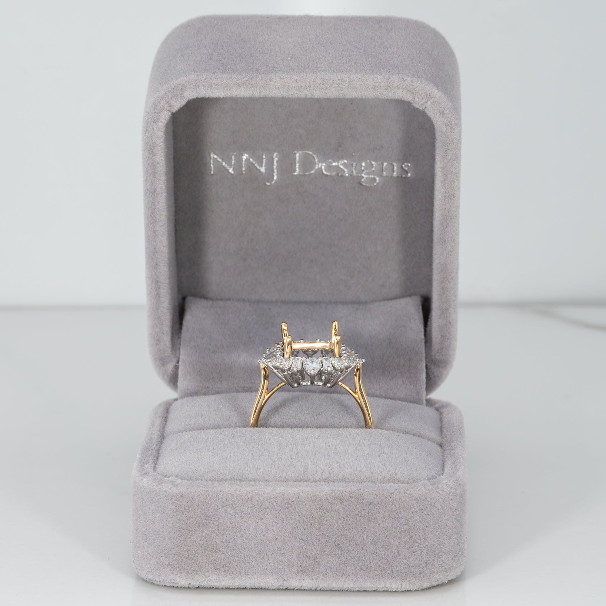 14K two-tone gold lab diamond semi-mount ring setting