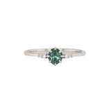 Qala 14K White Gold Ceylon Teal Sapphire and Diamond Ring | OV 5x4mm