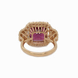 Daneilla Solid 14k Gold Raspberry Garnet Ring with Lab Diamond Accents: Solid 14k Gold, 11mm