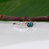 14K white gold indicolite tourmaline ring with diamond accents