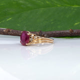 14K yellow gold Madagascar ruby estate ring with diamonds