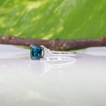 14K white gold indicolite tourmaline ring with diamond accents