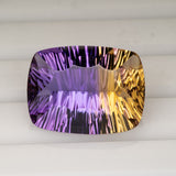 Natural Untreated Ametrine Cushion Cut Loose Gemstone – 18.28Ct Concave Cut Bi-Color Purple & Gold Collector Gem, 20x15mm Earth Mined Gemstone