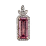 4.4Ct Natural Pink Tourmaline Pendant with Earth Mined Diamond Accents: Solid 14K Gold - Elegant Designer Gemstone Pendant, Fine Jewelry