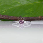 14K white gold minimal purple spinel ring with diamond accents