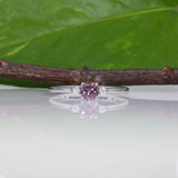 14K white gold minimal purple spinel ring with diamond accents