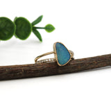 Mabel Australian Boulder Opal Ring with Natural Diamond Accents: 14K Solid Gold