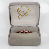 Vexa Solid 14k Gold Ruby Band Ring with Natural Diamonds Accents, Pear 5x3mm
