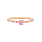 Ravina Pink Sapphire Ring with Natural Diamonds Accents: 14k Solid Gold, Round 3.5mm