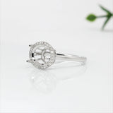 Lovely East West Oval Ring Semi Mount with a Halo of Natural Diamond Accents in Solid 14k Gold | Oval Shape | Customizable