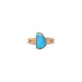 Mabel Australian Boulder Opal Ring with Natural Diamond Accents: 14K Solid Gold