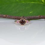 14K yellow gold red spinel ring with pink sapphire accents