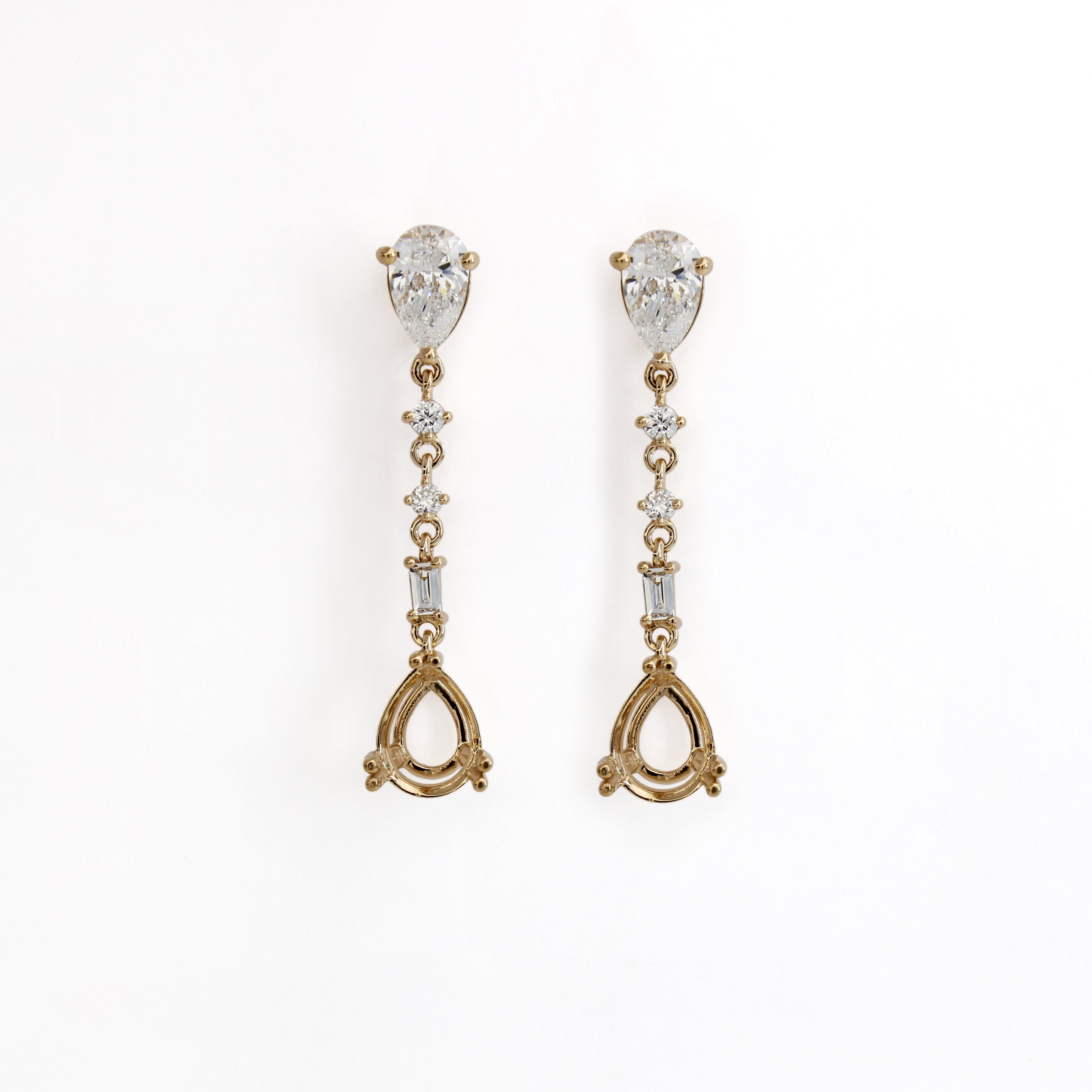 14K Yellow Gold gemstone diamond earring