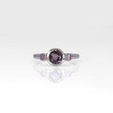 14K white gold purple spinel ring with purple sapphire accents