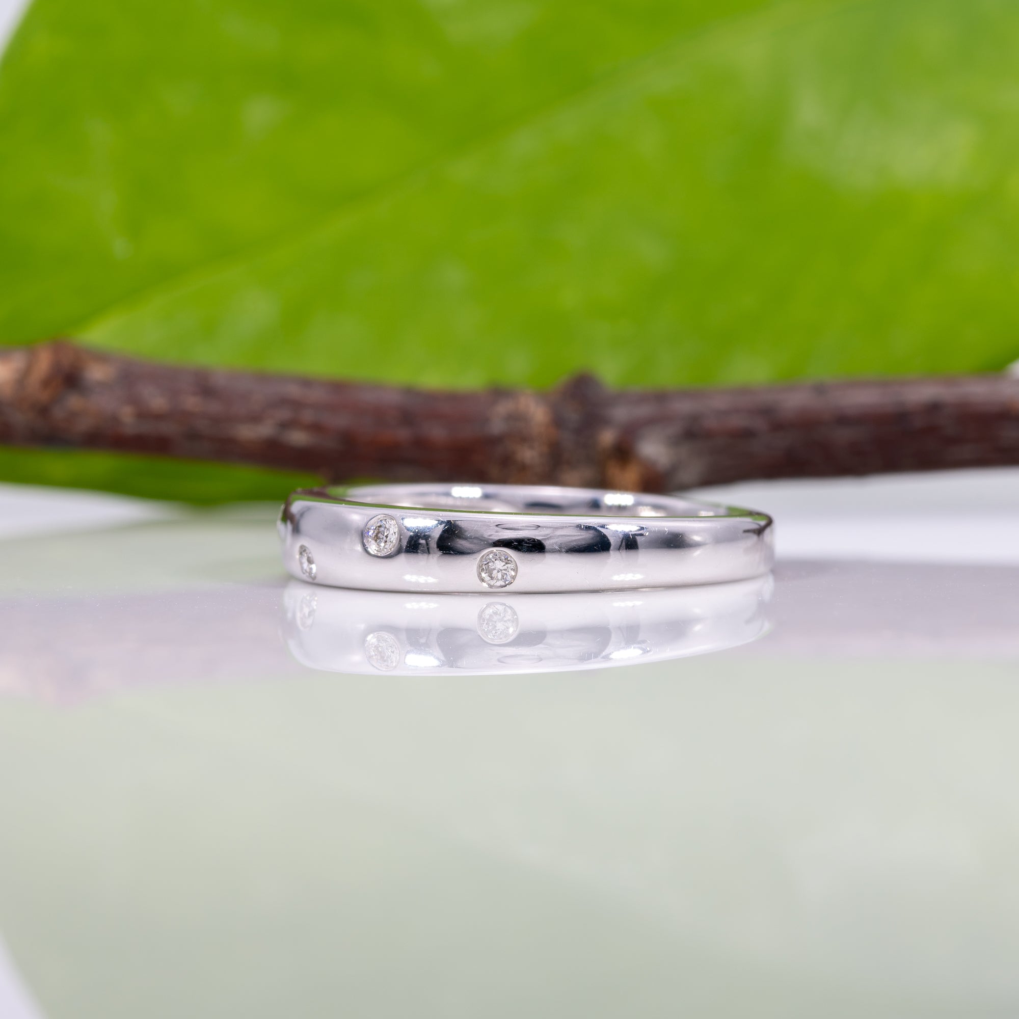 14K white gold diamond band