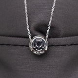 Pranjali 14K White Gold Ceylon Blue Sapphire and Diamond Halo Pendant | RD 6mm
