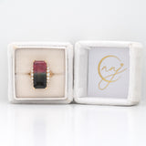 15.1Ct Bi-Color Tourmaline Ring with Earth Mined Diamond Accents: Solid 14K Gold