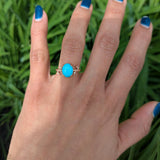 2.1ct Sonoran Turquoise Ring with Natural Diamond Accents in Solid 14K Gold – Elegant 10x8mm Statement Gemstone Ring