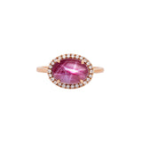 Lilou 14k Solid Gold Star Ruby Ring with Natural Diamonds Accents , Oval 11x7.6mm