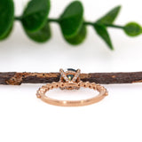 Manvi 14K Rose Gold Blue Diamond and White Diamond Ring | Round 6.45mm