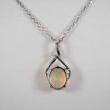 14K white gold ethiopian opal pendant