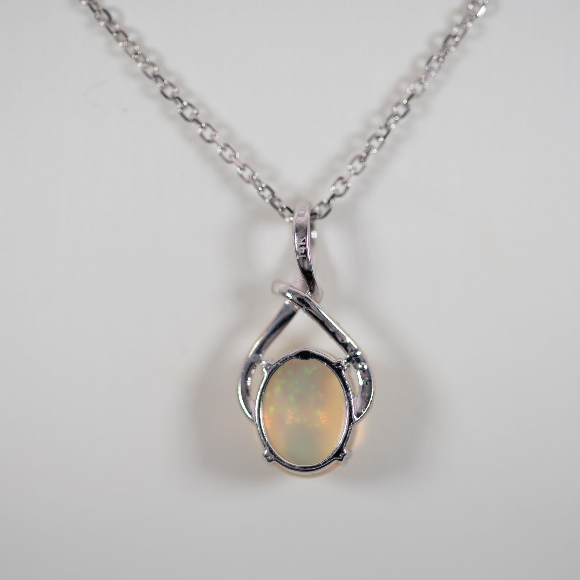 14K white gold ethiopian opal pendant