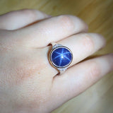 Ariana 14K Solid White Gold Star Sapphire and Diamond Ring | OV 13x11mm
