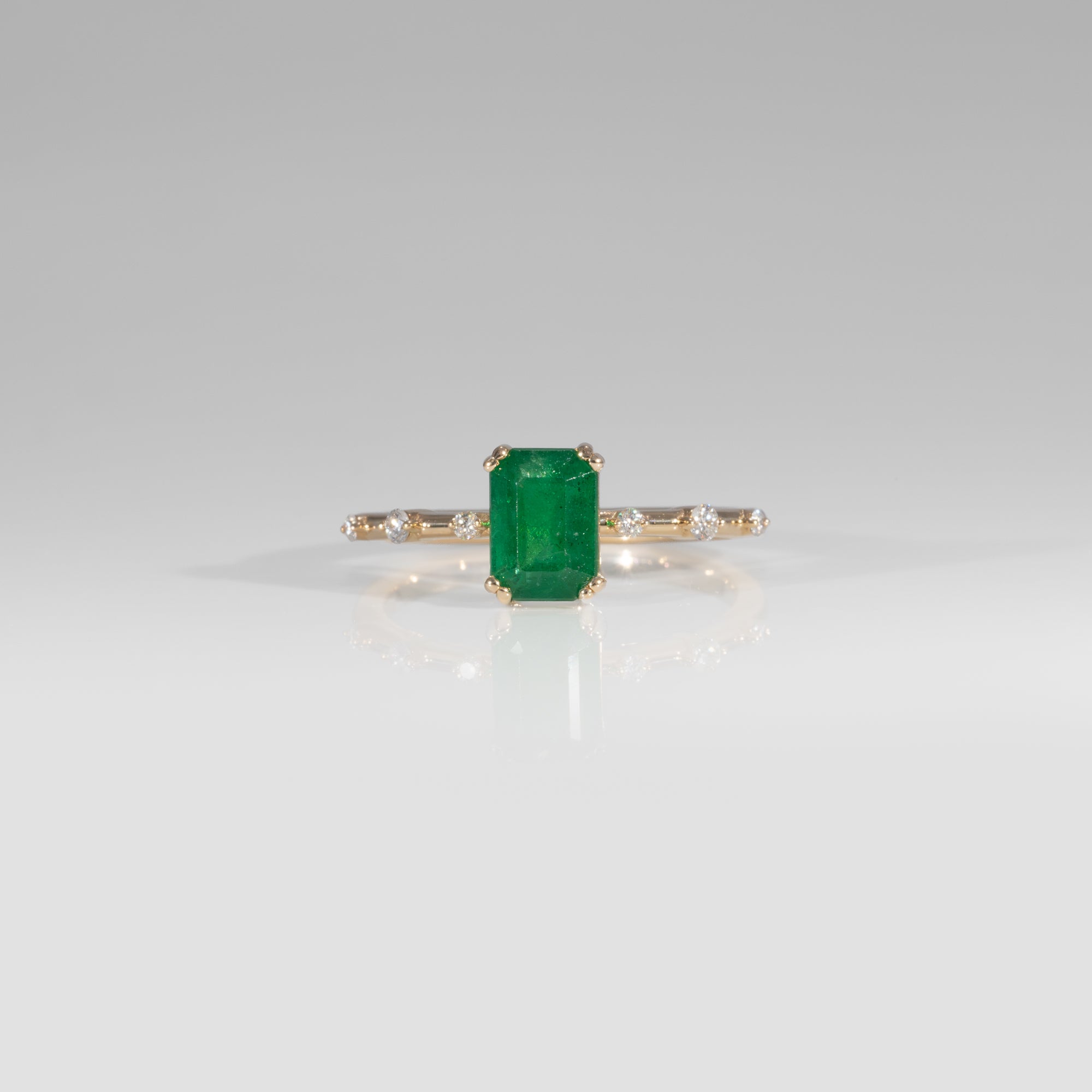 14K Yellow Gold Zambian Emerald Ring