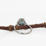 Amrita Solid 14k Gold Blue Zircon Ring with Natural Diamonds Accents, 6.6x6mm