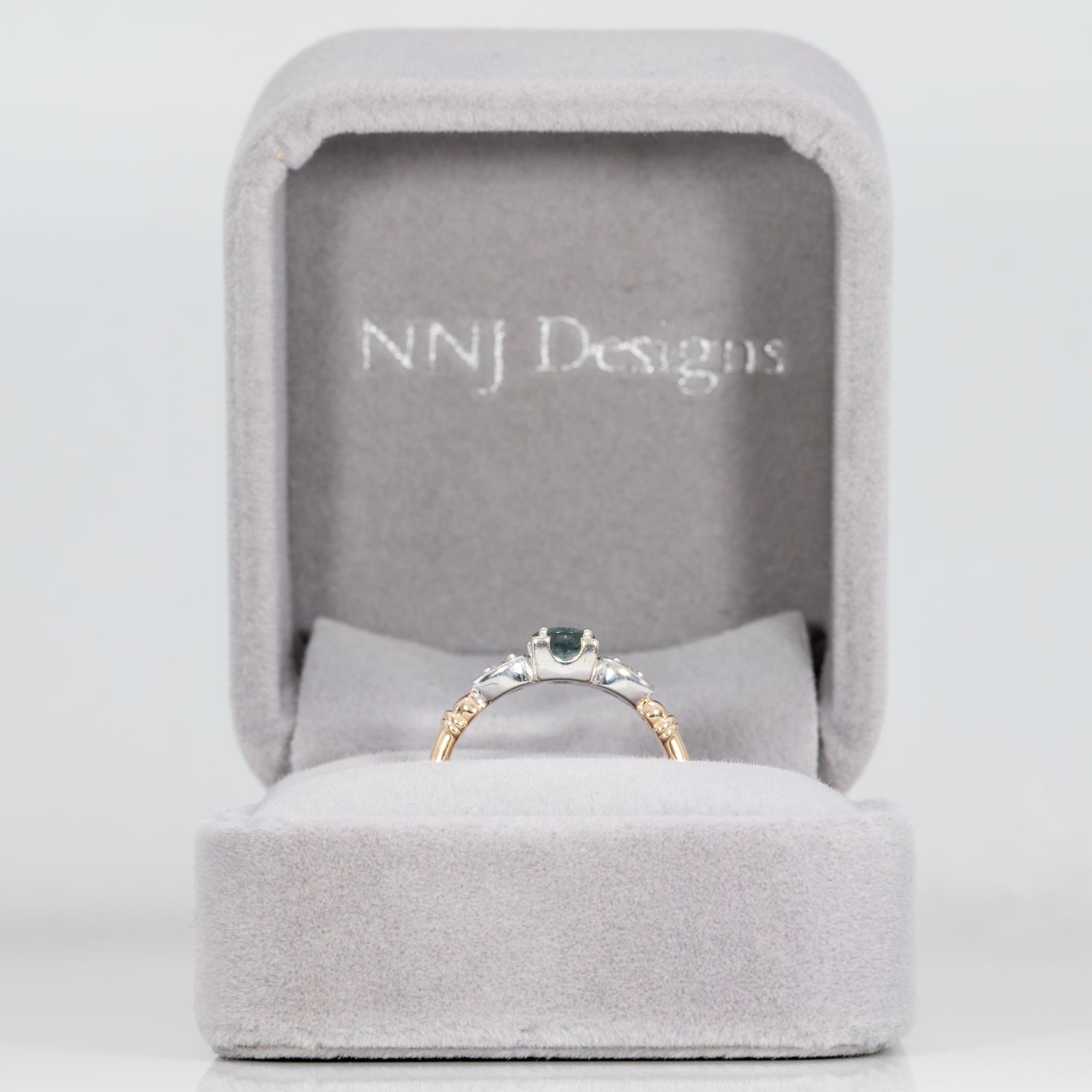 14K white & yellow gold alexandrite ring with diamond accents