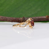 14K yellow gold orange spinel estate solitaire ring