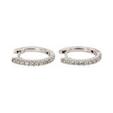 14K White Gold Natural Diamonds Huggies | Latch Back Closure