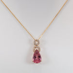14K yellow gold pink tourmaline pendant