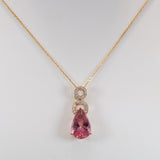 14K yellow gold pink tourmaline pendant