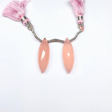 Dyed Pink Chalcedony | Drilled Matching Pair | Marquise Shape- Side Drilled | Beautiful Faceted Gem | 25x8mm