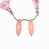 Dyed Pink Chalcedony | Drilled Matching Pair | Marquise Shape- Side Drilled | Beautiful Faceted Gem | 25x8mm