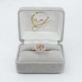 Lovely East West Oval Ring Semi Mount with a Halo of Natural Diamond Accents in Solid 14k Gold | Oval Shape | Customizable